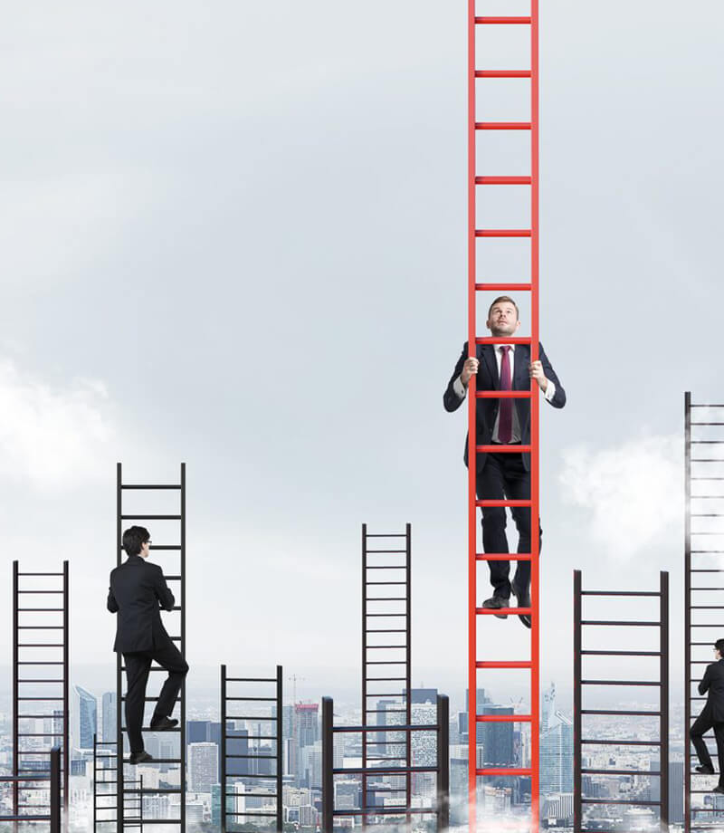 A Man Climbing A Ladder